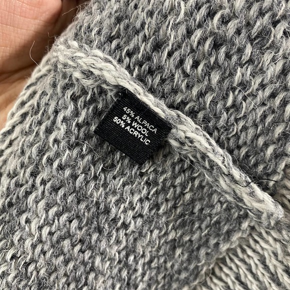 Alpaca Connection Cardigan Medium Gray Striped Alpaca Wool Knit Short Sleeve - Picture 7 of 8